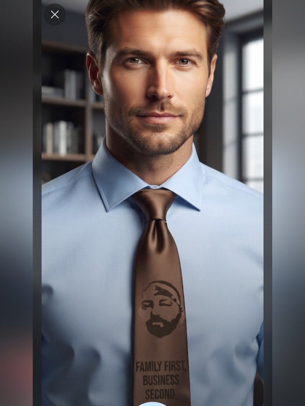 Duck Dynasty Brown Novelty Tie with 'Family First, Business Second' Text